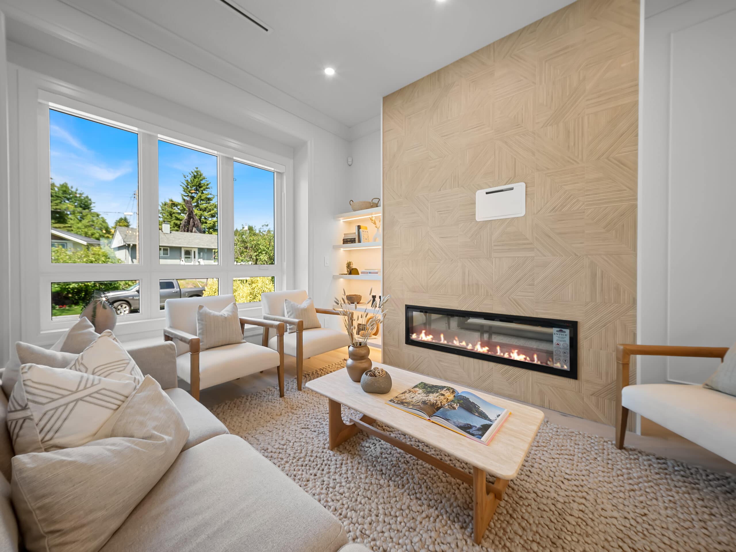 A warm living room in a Madison Avenue Homes home
